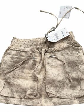 Zara Beige Tie-Dye Mini Skirt with Zip Pockets